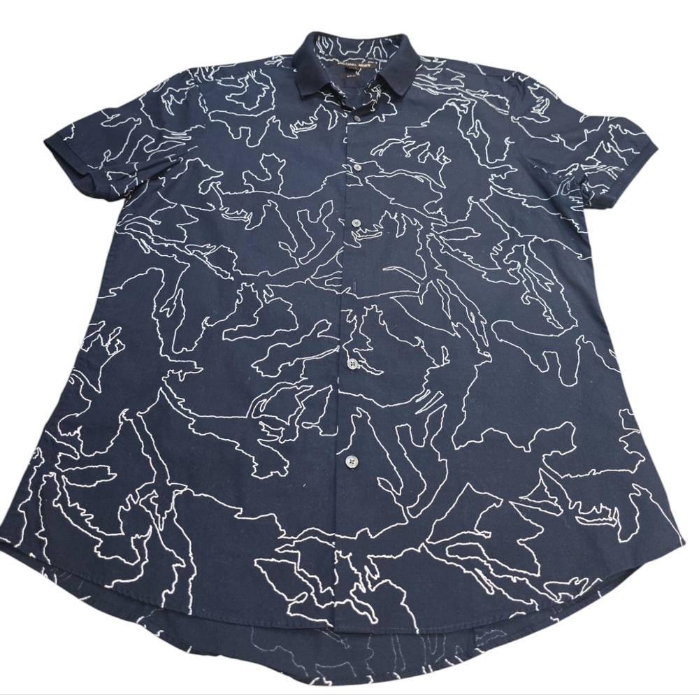 Michael Kors Slim -Fit Abstract Print Stretch-Cotton Shirt M